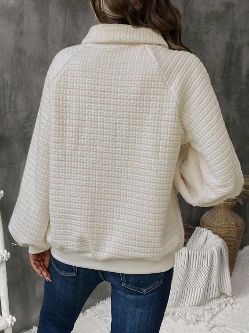 Eveloria Damen Sweatshirt Oversized Gitterstrick Grau