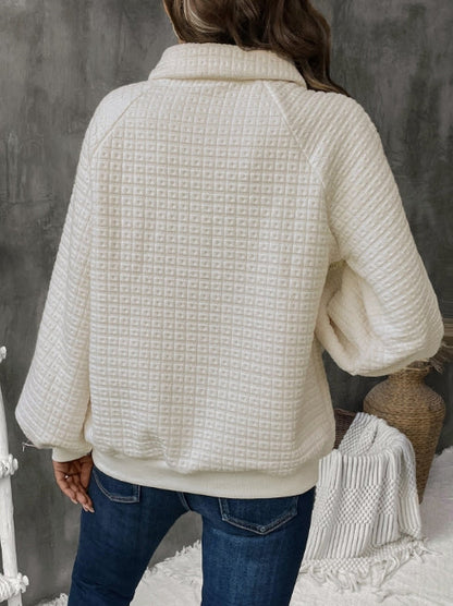 Eveloria Damen Sweatshirt Oversized Gitterstrick Grau