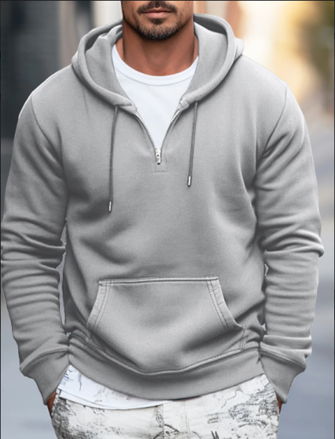 Eveloria Herren Streetwear Hoodie Taschen Kordelzug Grau - Eveloria