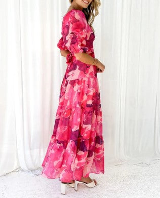 Eveloria Damen Maxi-Kleid aus Seide Optisch leicht Pastell Rosa - Eveloria