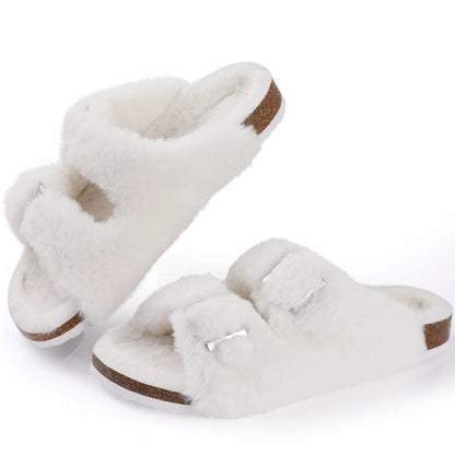 Eveloria Damen Plüsch-Fellpantoffeln Chic