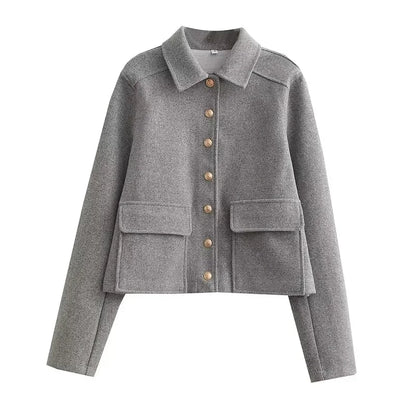 Damen Smart-Casual Jacke Kurz Knopfleiste
