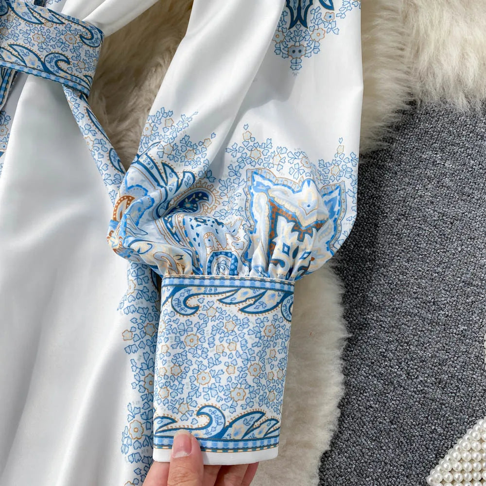 Eveloria Damen A-Linienkleid Gürtel Blumenmuster