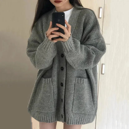 Eveloria Damen Oversize Cardigan Mit Taschen