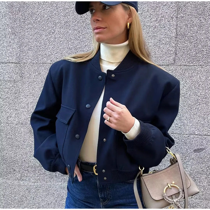 Damen Streetwear-Jacke Kurz Knopfleiste - Eveloria