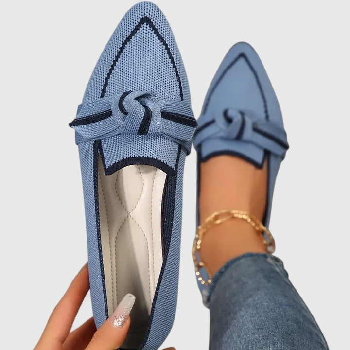 Damen Orthopädische Loafer Spitz Zulaufend Leder Schwarz - Eveloria
