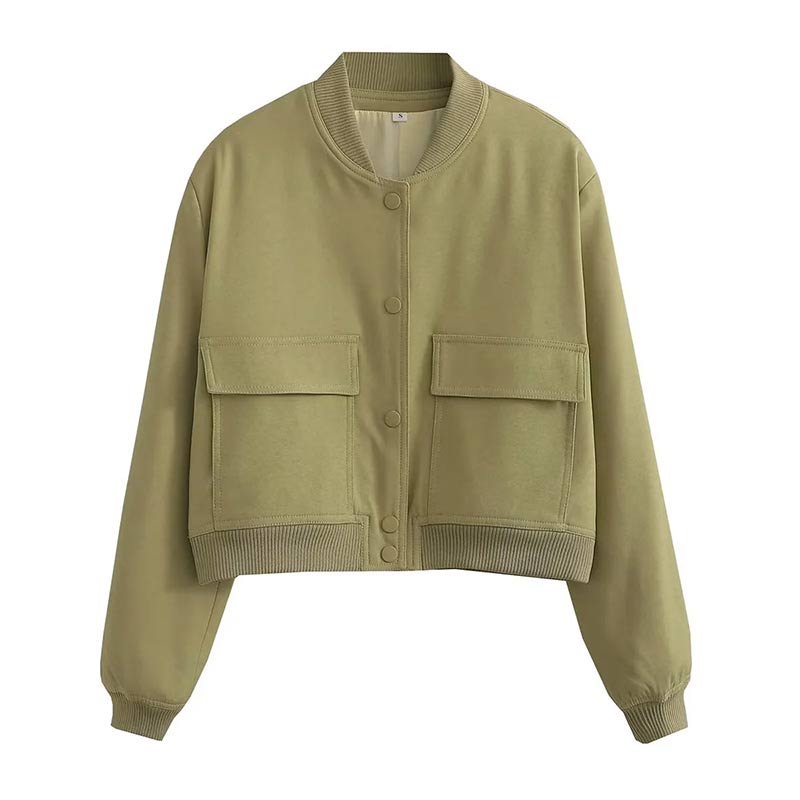 Damen Streetwear-Jacke Kurz Knopfleiste