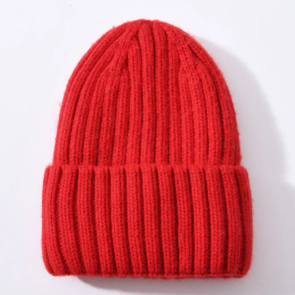 Unisex Strickmütze Gerippt Warm
