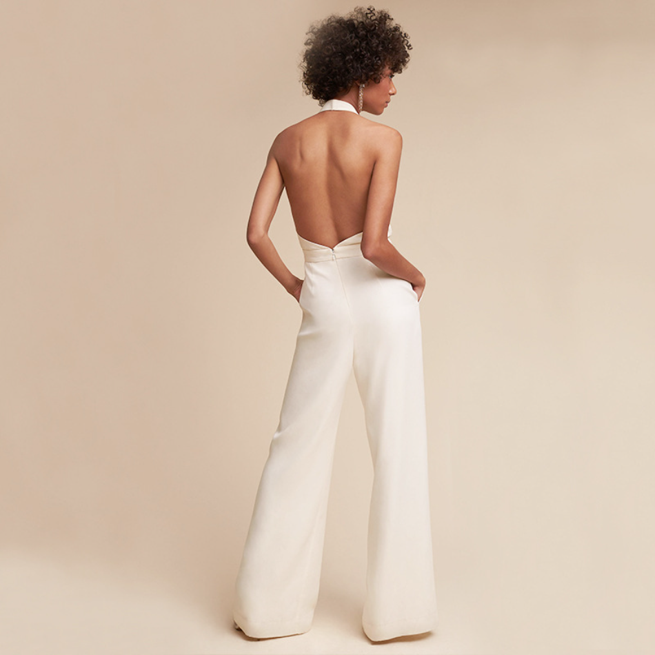 Eveloria Damen Langjumpsuit Leichter Stoff Weite Hose