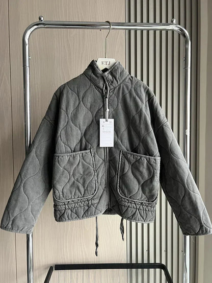 Damen Winterjacke Kuschelig Übergangsjacke mit Taschen