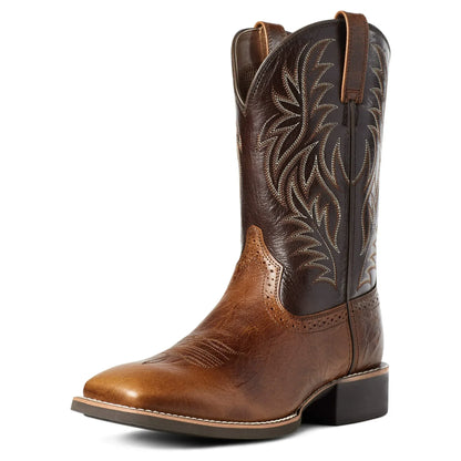 Herren Western Boots Mittelhoch Stickerei Braun