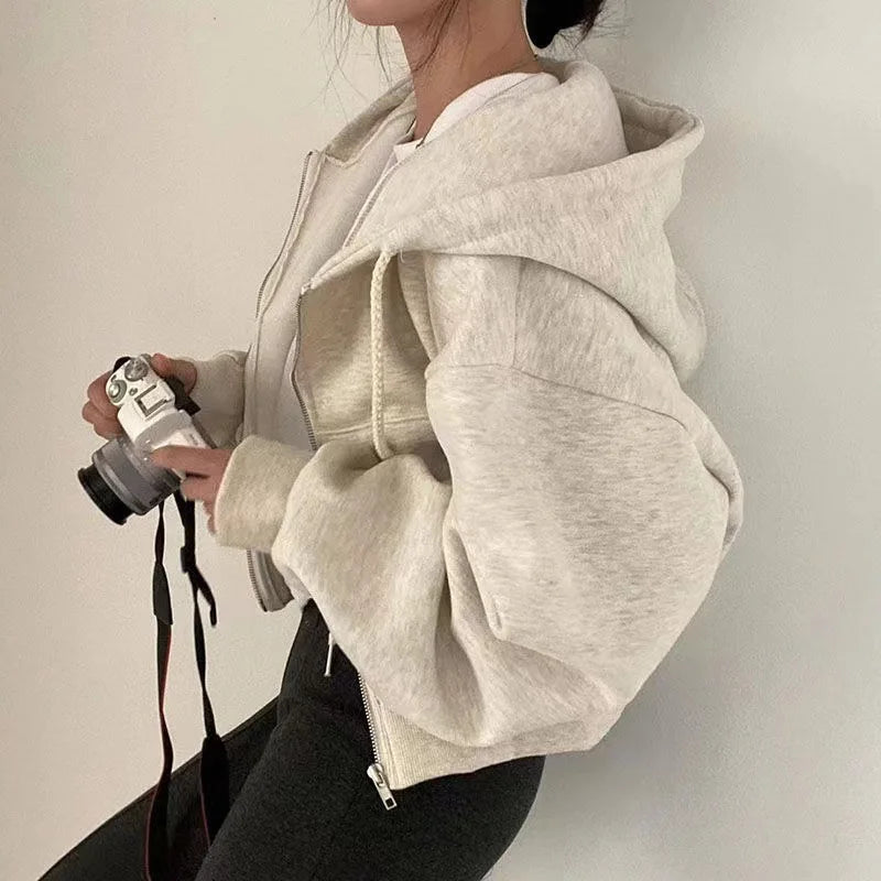 Eveloria Damen Gekürztes Sweatshirt Baumwolle Weiß
