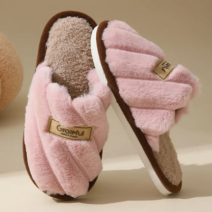 Damen Plush Slide Hausschuhe Weich Polsterung Indoor Komfort