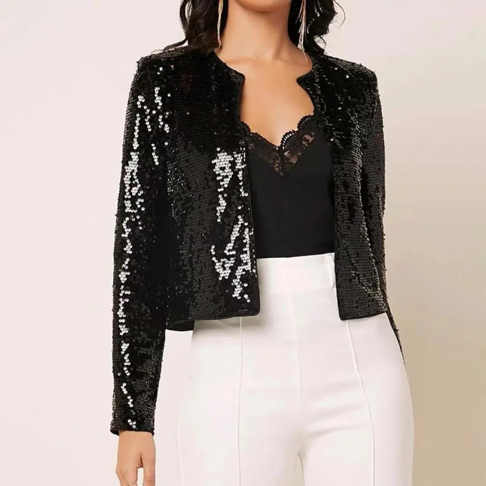 Eveloria Damen Blazer Pailletten Elegant