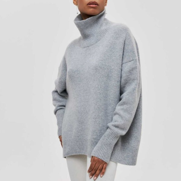 Damen Übergroßer Winterpullover Hochkragen