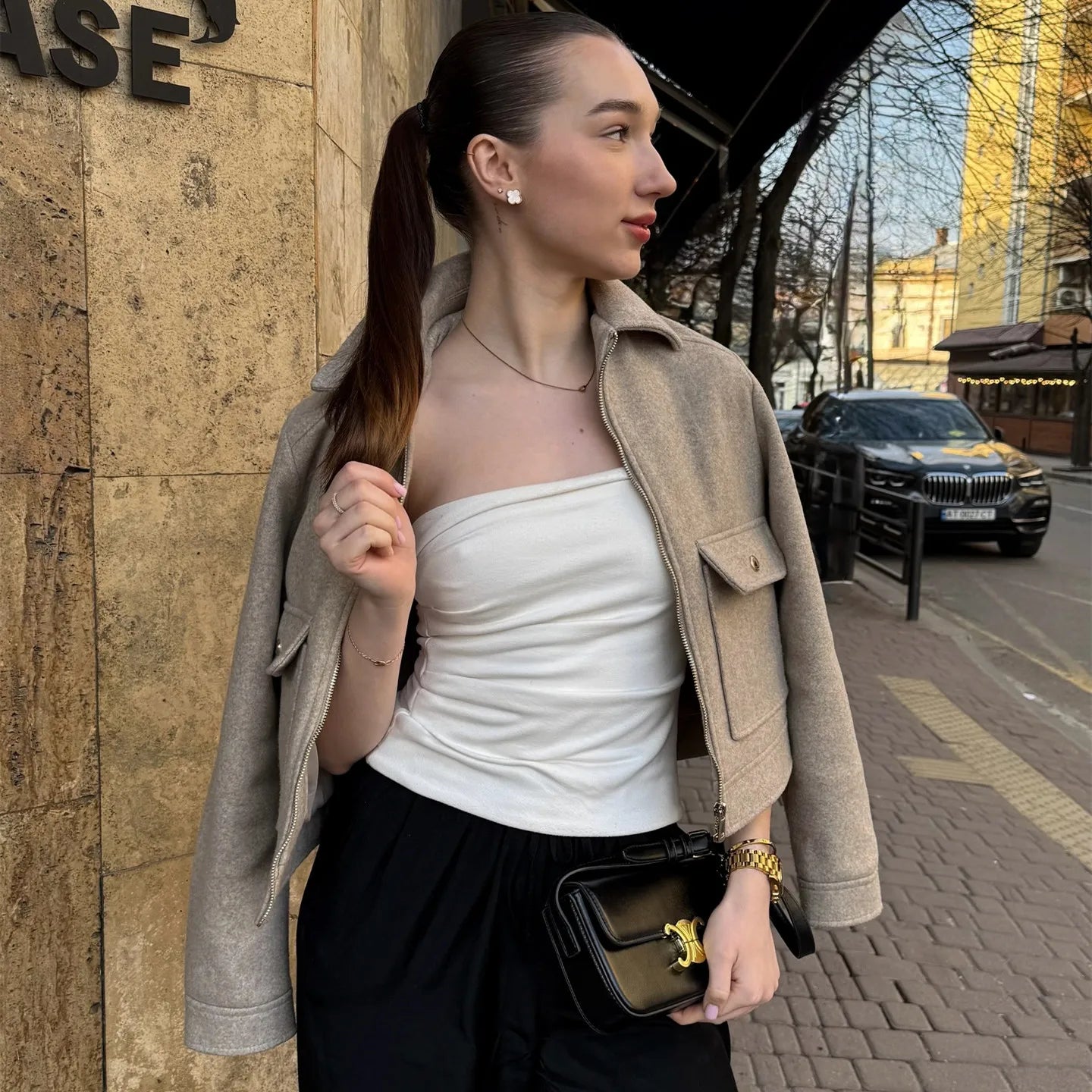 Damen Freizeitjacke Wollmix Reißverschluss