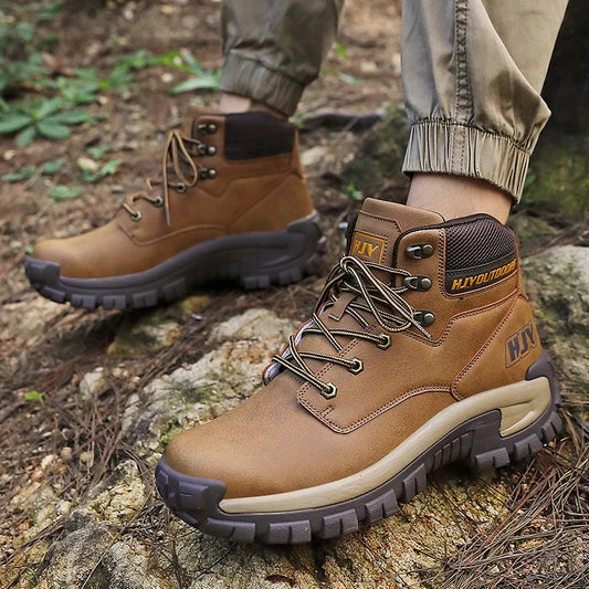 Herren High- Wanderschuhe Rutschfest Robust Outdoor Schwarz - Eveloria