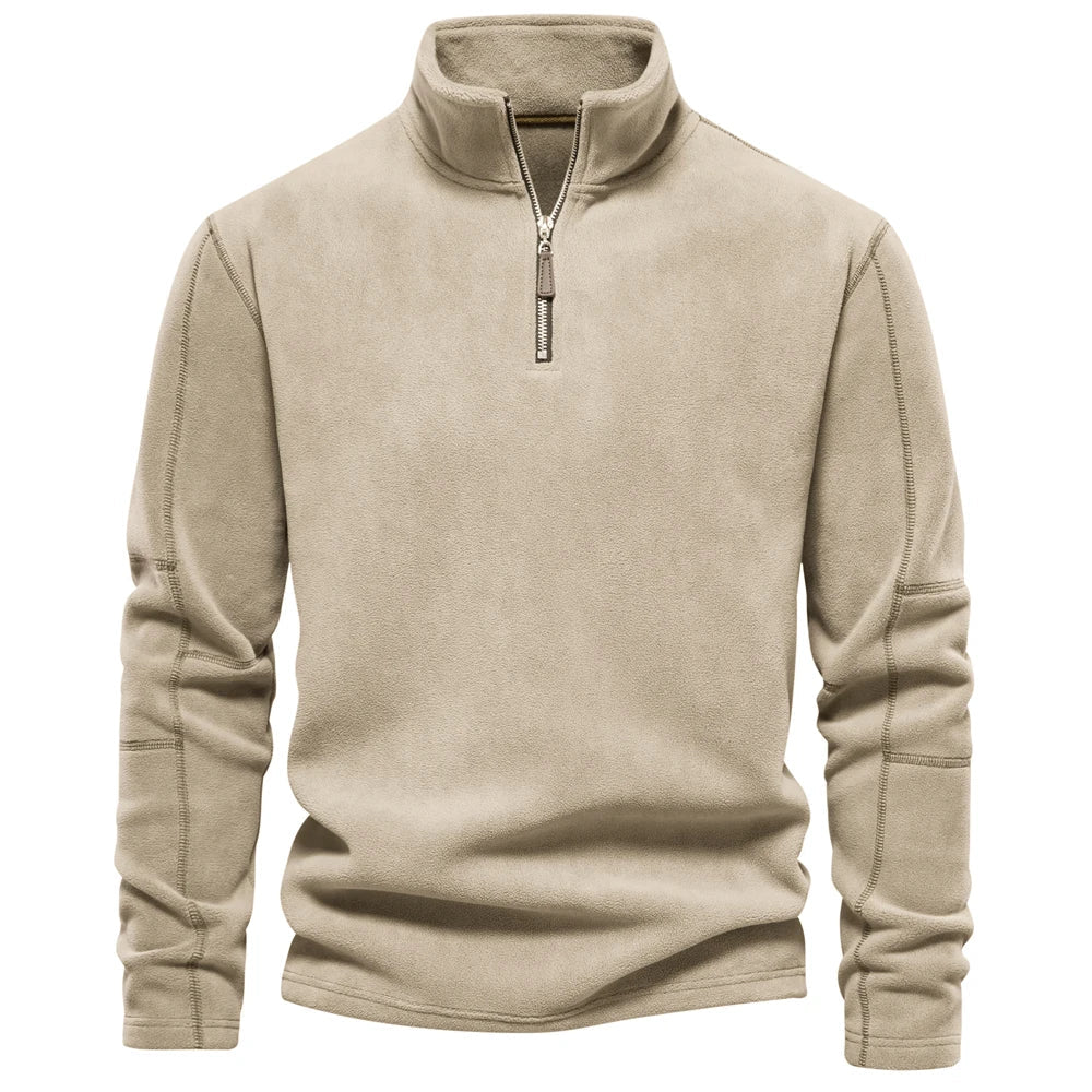 Herren Fleece Rollkragenpullover Warm Beige