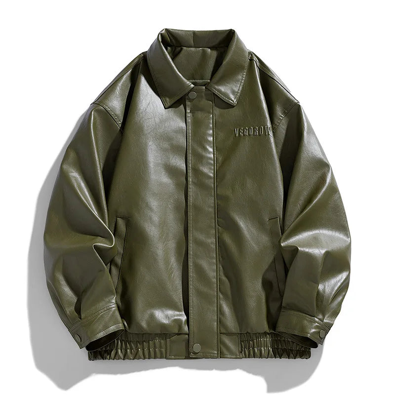 Herren Oversize Jacke Kunstleder Modern Streetstyle