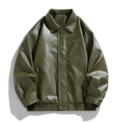 Herren Oversize Jacke Kunstleder Modern Streetstyle