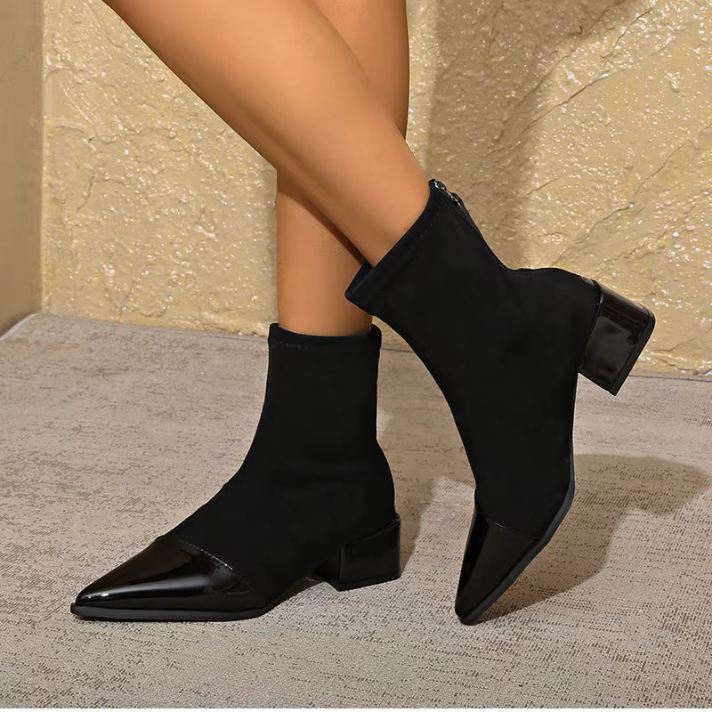 Damen Winter Ankle Boots Mit Blockabsatz