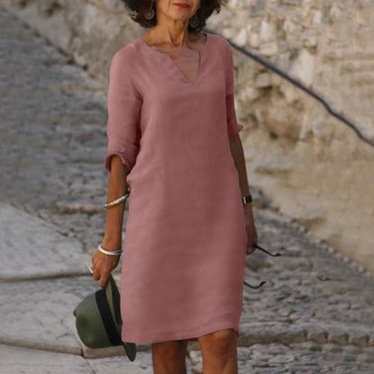 Damen Sommerkleid Leicht Feminin Baumwolle