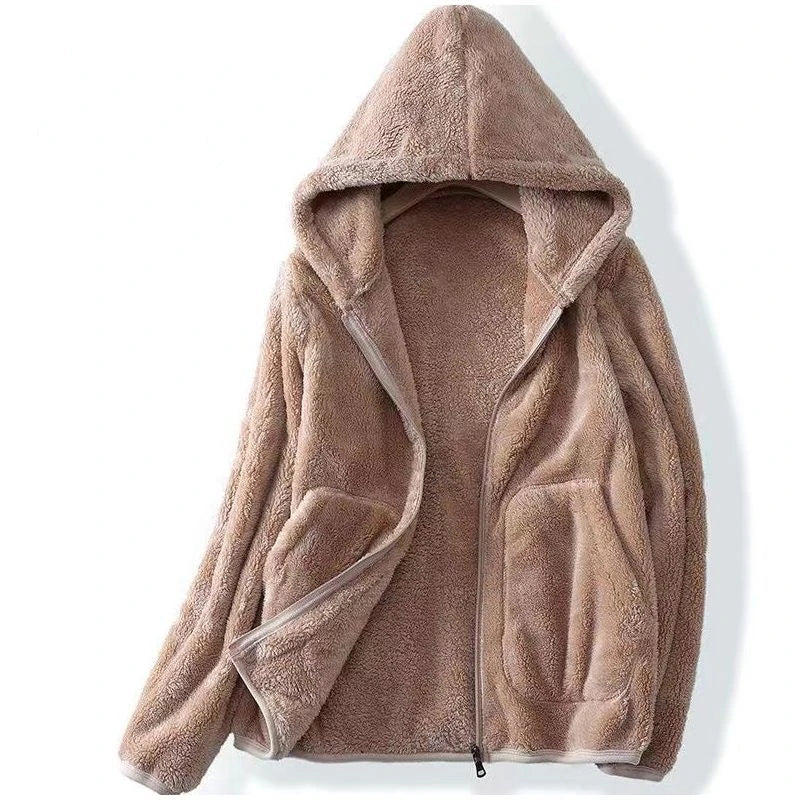 Damen Winterjacke Kapuzenjacke Reißverschluss Kuschelig Schwarz - Eveloria