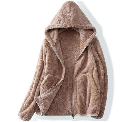 Damen Winterjacke Kapuzenjacke Reißverschluss Kuschelig Schwarz - Eveloria