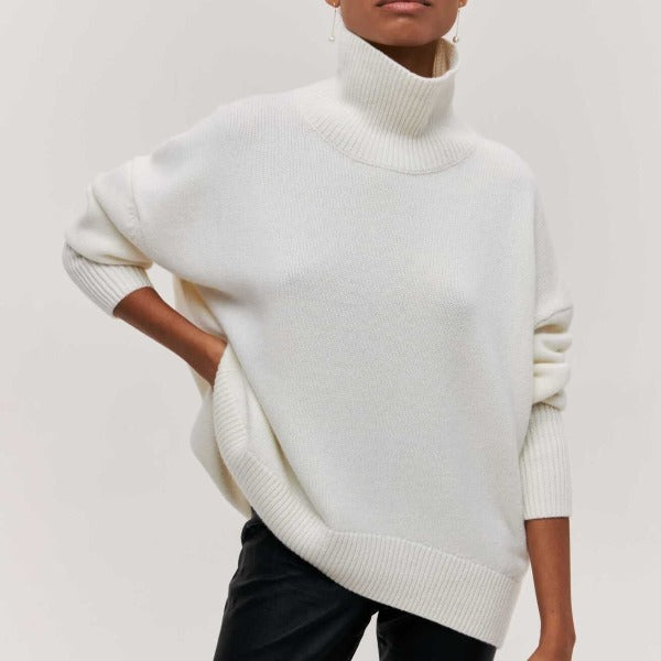 Damen Übergroßer Winterpullover Hochkragen