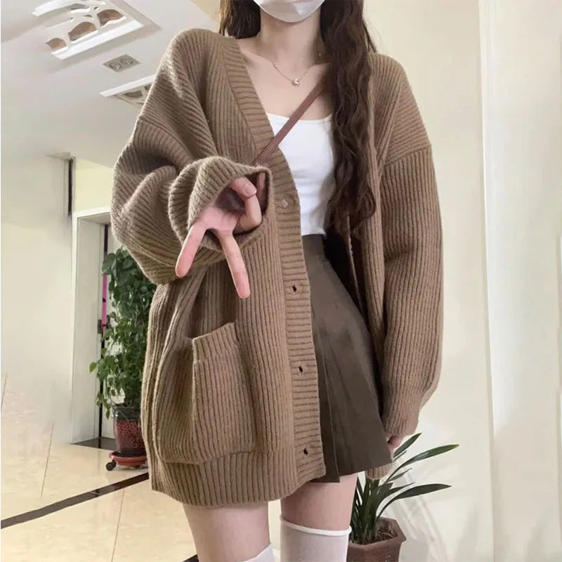 Eveloria Damen Oversize Cardigan Mit Taschen