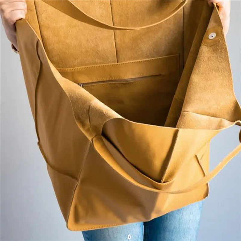 Eveloria Damen Große Einkaufstasche Oversized Baumwolle Beige