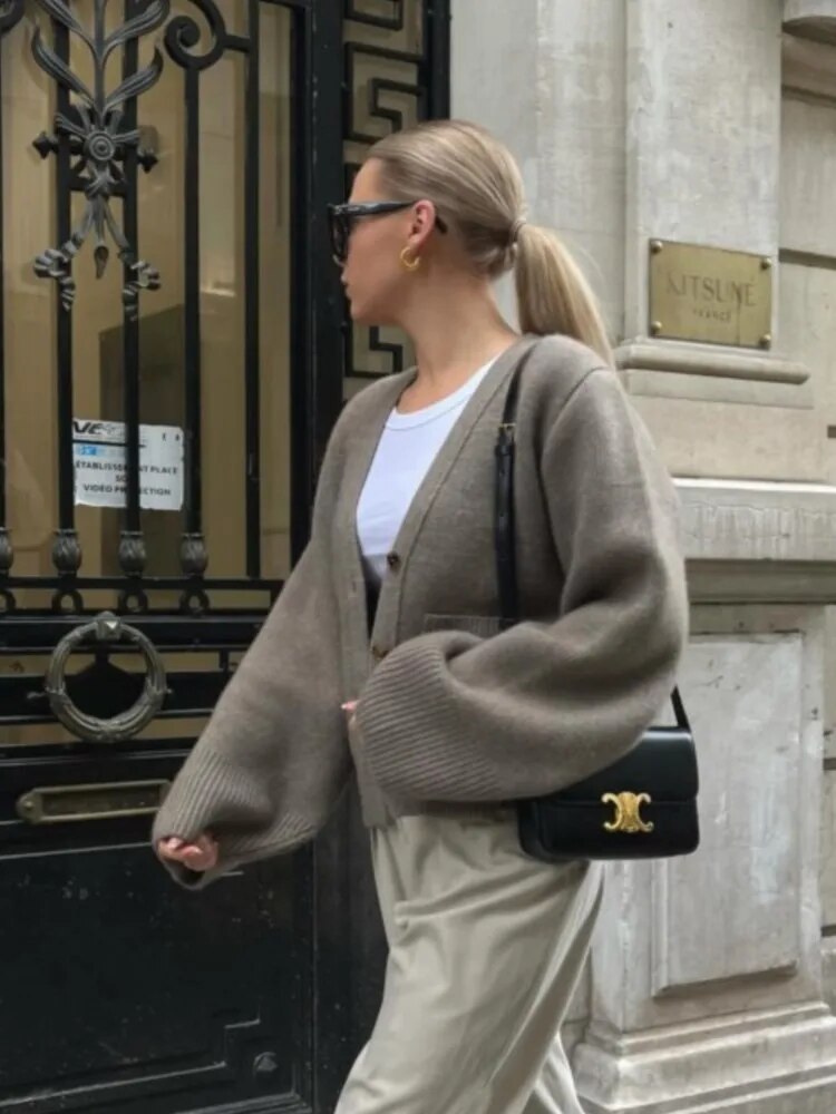 Damen Strickjacke Stilvoll Langärmlig