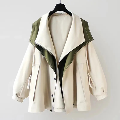 Damen Übergangsjacke Moderner Layer-Look Beige - Eveloria