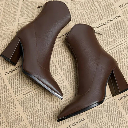 Damen Stiefeletten Spitzer Absatz