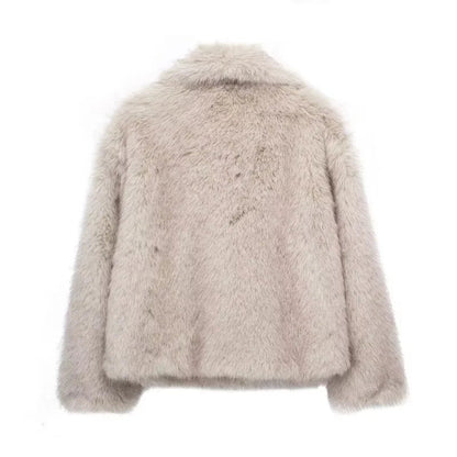 Damen Kunstfelljacke Uni Kuschelig Warm