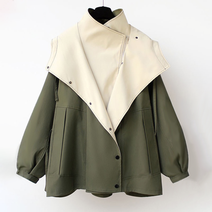 Damen Übergangsjacke Moderner Layer-Look Beige