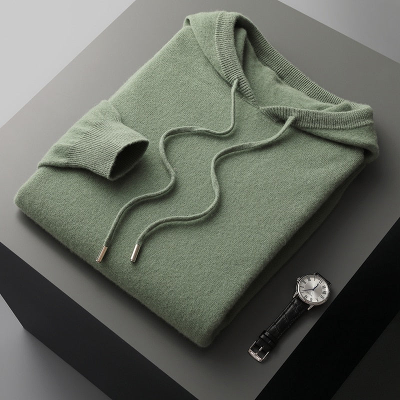 Herren Kaschmir Hoodie Weich Beige