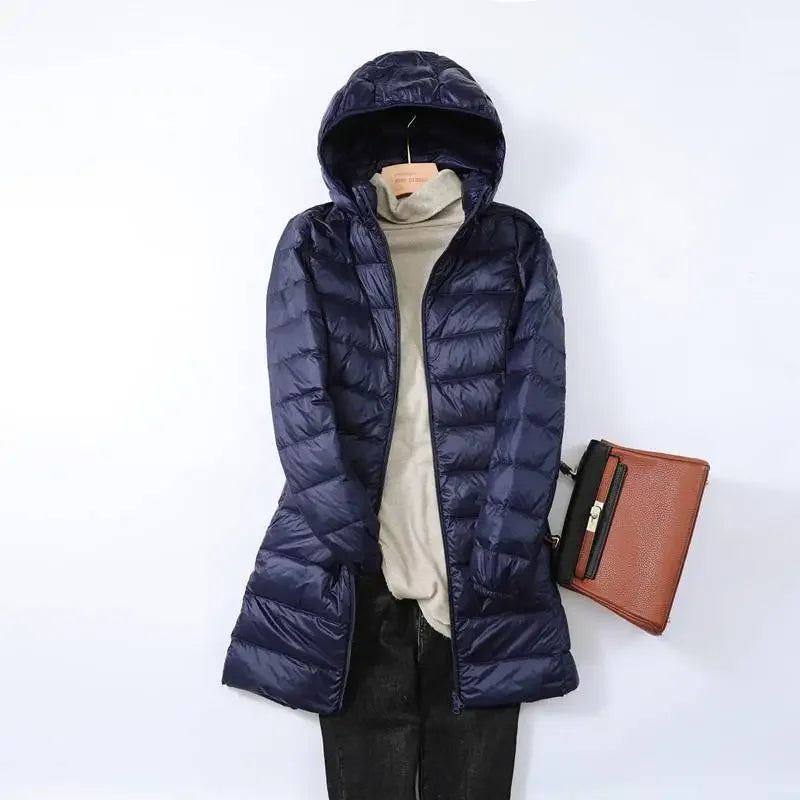 Eveloria Damen Pufferjacke Daunen Leicht Abnehmbare Kapuze