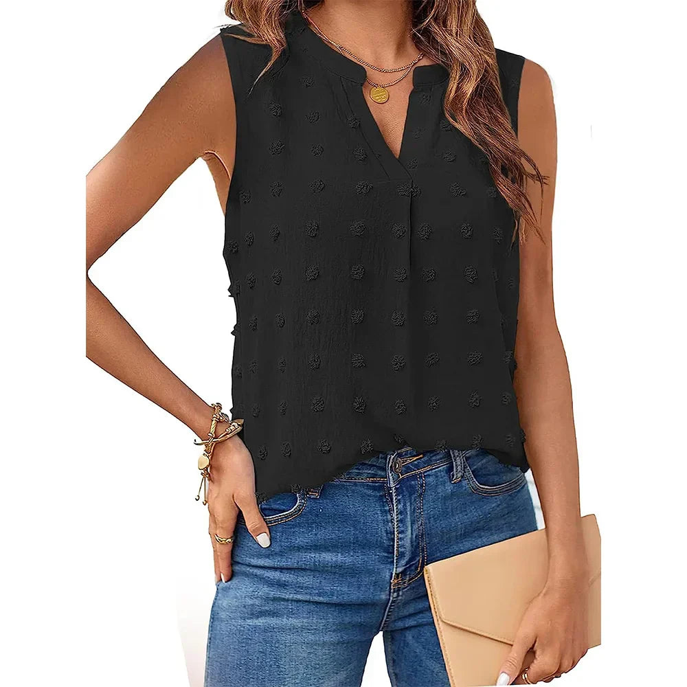 Damen Tanktop V-Ausschnitt Ohne Ärmel Blusen Sommer