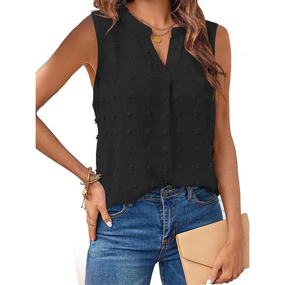 Damen Tanktop V-Ausschnitt Ohne Ärmel Blusen Sommer