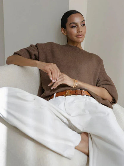 Damen Kaschmirpullover Einfach Elegant Weich Beige