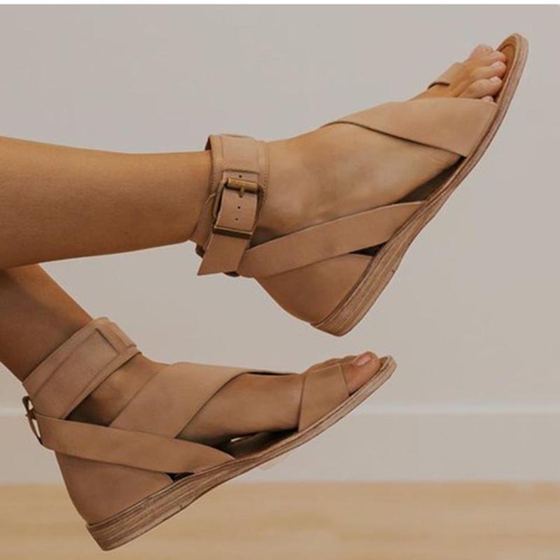 Eveloria Damen Sandalen Kreuzband Zehenring