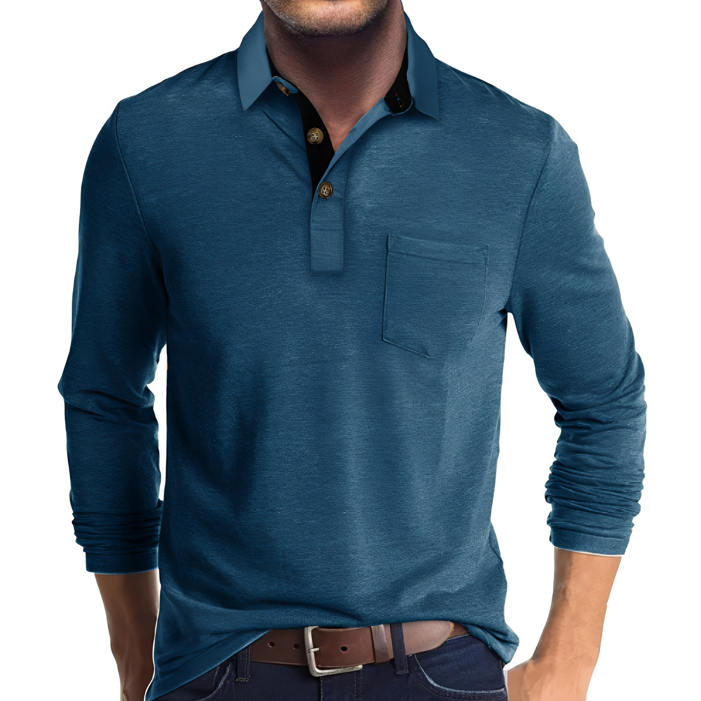 Herren Langarm-Poloshirt Komfortabel Vielseitig