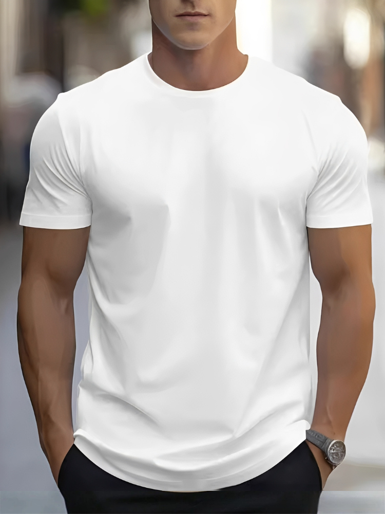 Herren Kurzarm T-Shirt Komfortabel Alltag Freizeit Sport