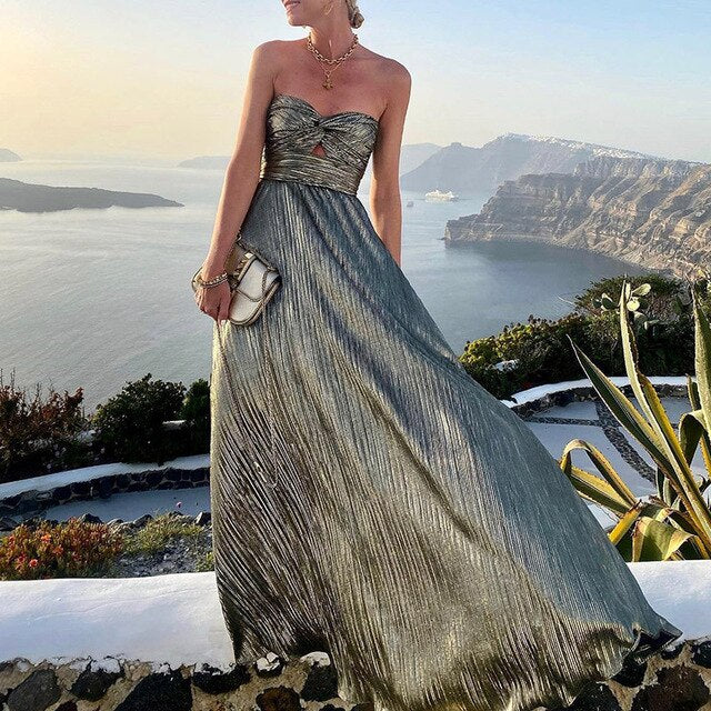 Damen Plisseekleid Fließender Rock Elegant Sommerlich