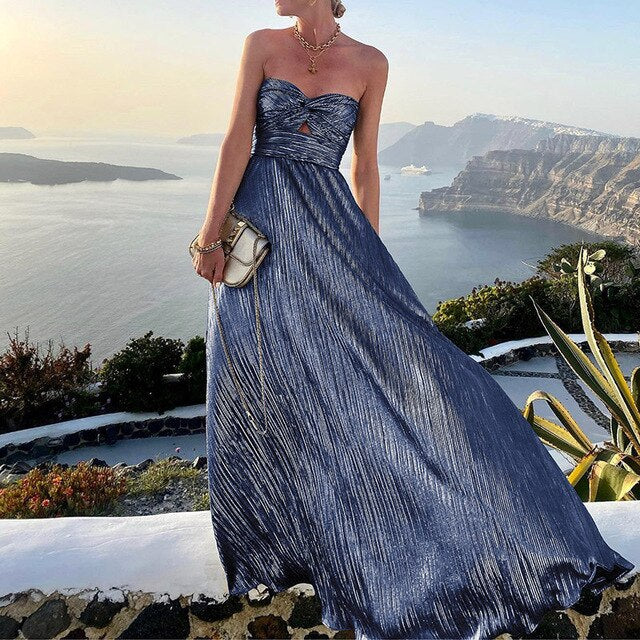 Damen Plisseekleid Fließender Rock Elegant Sommerlich