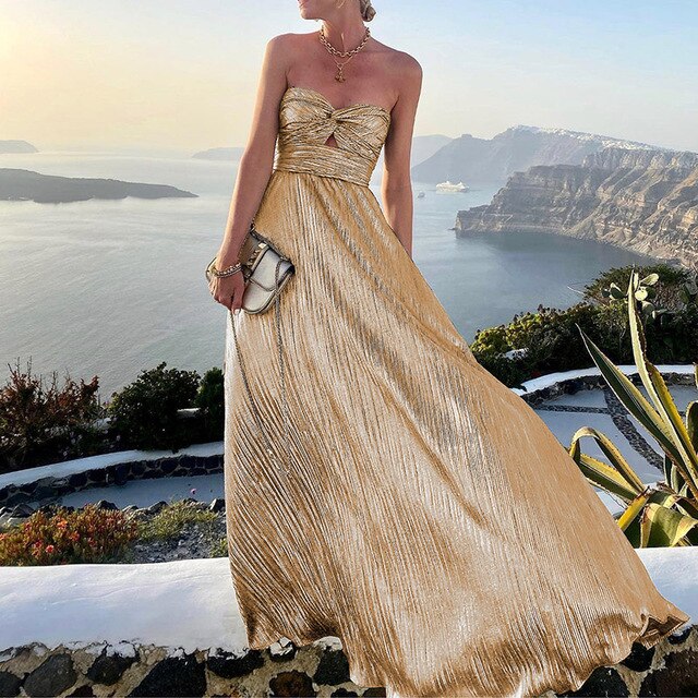 Damen Plisseekleid Fließender Rock Elegant Sommerlich