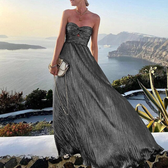 Damen Plisseekleid Fließender Rock Elegant Sommerlich - Eveloria