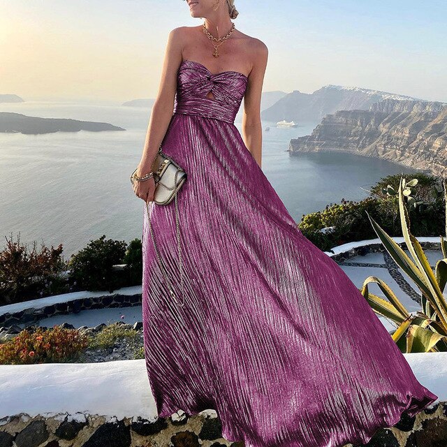 Damen Plisseekleid Fließender Rock Elegant Sommerlich