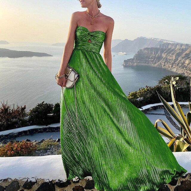 Damen Plisseekleid Fließender Rock Elegant Sommerlich